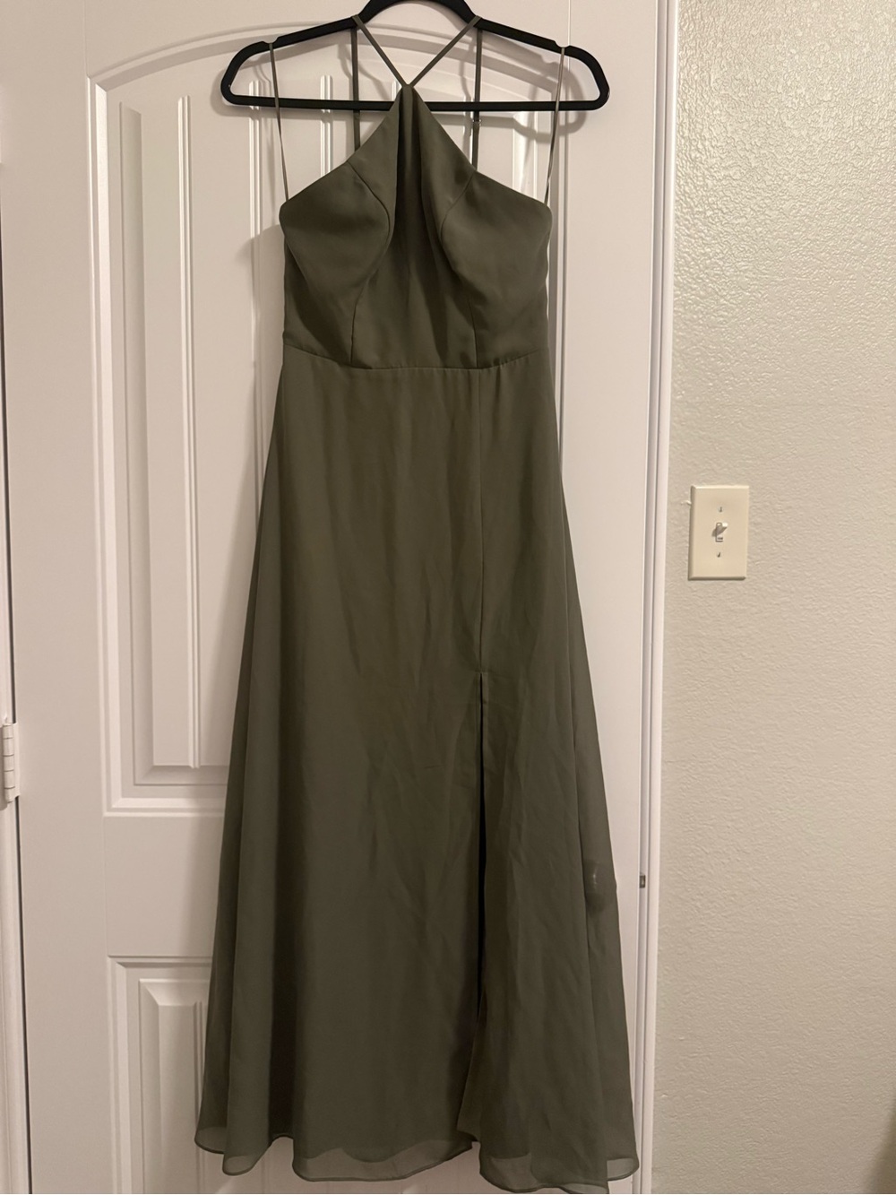 Birdy Grey Olive Green Halter Maxi Dress